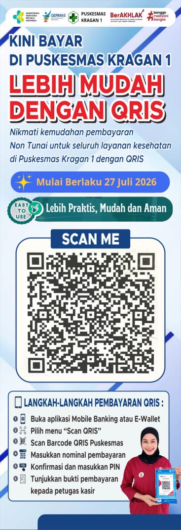 Nikmati  kemudahan pembayaran non tunai di Puskesmas Kragan 1 dengan QRIS